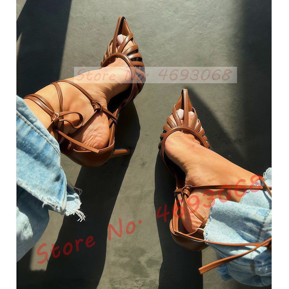 Crossfit Ladies - Braune spitze Zehensandalen für Damen, sexy